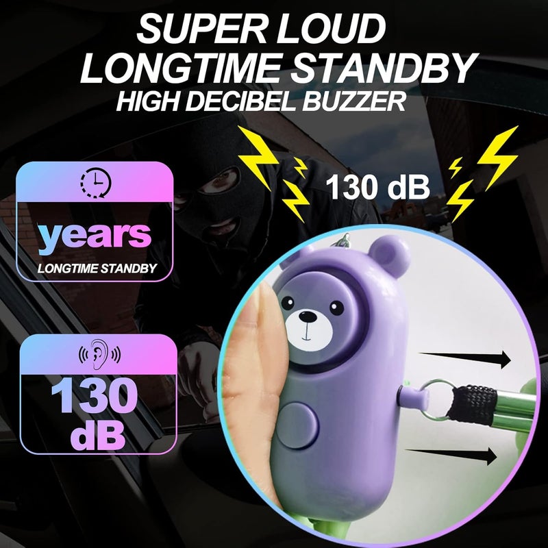SRTKBEU Personal Alarm for Women Kids and Elders Safe Sound, 130dB Siren Emergency Self-Defense Security Alarm Keychain Loudly with LED Light (Emerald+Violet) - Image 2